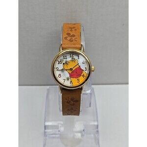 Vintage Timex Disney Winnie The Pooh Quartz Watch Goldtone Bee Strap New Battery